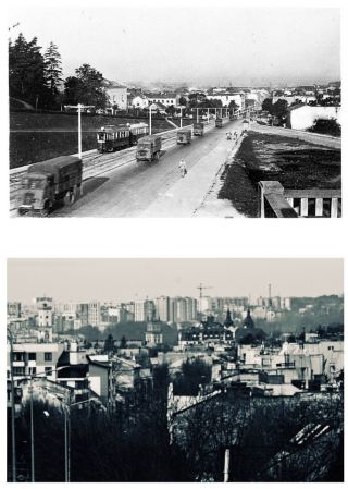 Панорама вул. Личаківської столітньої давнини та нинішня. На горизонті помітно як змінився силует міста 