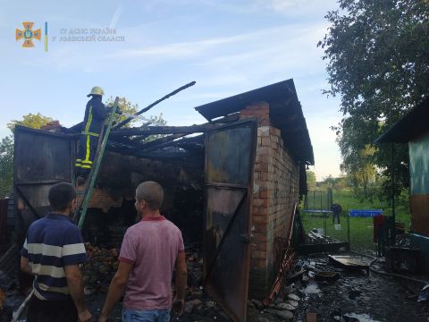 На Дрогобиччині через пожежу згорів гараж та постраждали дерева