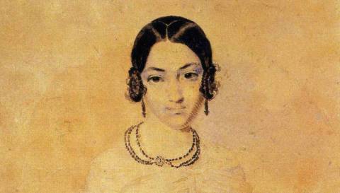 Фрагмент картини Т.Г. Шеченка "Портрет невідомої в намисті", 1840