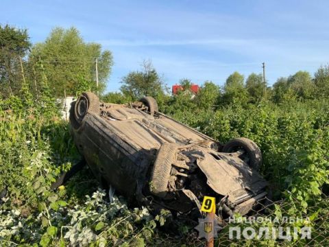 На Яворівщині п'яний водій легековика з'їхав у кювет та перекинувся