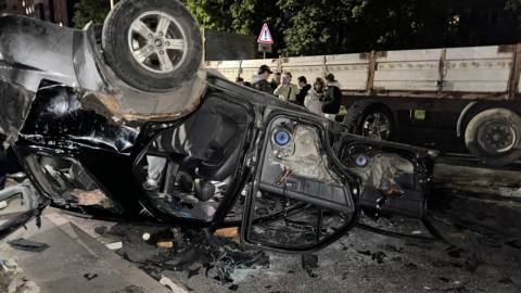 У Львові на Сихові невідомі перекинули службовий автомобіль ТЦК після перевірки військовозобов’язаного