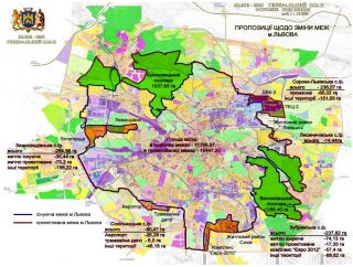 Окрім реальної площі Львова 11788,37 га (117,88 км²) у Генплані зазначено його площу в проєктованих межах – 15447,2 га, яка теж не відповідає офіційно встановленій.